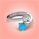 4 - Jianna 6.00 mm Cushion Forever One Moissanite and Round Turquoise 2 Stone Promise Ring 
