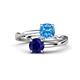 1 - Jianna 6.00 mm Cushion Blue Topaz and Round Blue Sapphire 2 Stone Promise Ring 