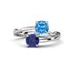 1 - Jianna 6.00 mm Cushion Blue Topaz and Round Iolite 2 Stone Promise Ring 