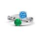 1 - Jianna 6.00 mm Cushion Blue Topaz and Round Emerald 2 Stone Promise Ring 