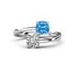 1 - Jianna 6.00 mm Cushion Blue Topaz and IGI Certified Round Lab Grown Diamond 2 Stone Promise Ring 