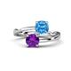1 - Jianna 6.00 mm Cushion Blue Topaz and Round Amethyst 2 Stone Promise Ring 