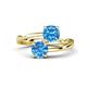 1 - Jianna 6.00 mm Cushion and Round Blue Topaz 2 Stone Promise Ring 