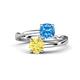 1 - Jianna 6.00 mm Cushion Blue Topaz and Round Lab Created Yellow Sapphire 2 Stone Promise Ring 