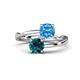 1 - Jianna 6.00 mm Cushion Blue Topaz and Round Blue Diamond 2 Stone Promise Ring 