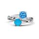 1 - Jianna 6.00 mm Cushion Blue Topaz and Round Turquoise 2 Stone Promise Ring 