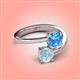 4 - Jianna 6.00 mm Cushion Blue Topaz and Round Aquamarine 2 Stone Promise Ring 