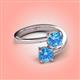 4 - Jianna 6.00 mm Cushion and Round Blue Topaz 2 Stone Promise Ring 