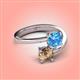 4 - Jianna 6.00 mm Cushion Blue Topaz and Round Smoky Quartz 2 Stone Promise Ring 