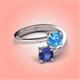 4 - Jianna 6.00 mm Cushion Blue Topaz and Round Iolite 2 Stone Promise Ring 