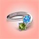 4 - Jianna 6.00 mm Cushion Blue Topaz and Round Peridot 2 Stone Promise Ring 