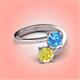 4 - Jianna 6.00 mm Cushion Blue Topaz and Round Yellow Diamond 2 Stone Promise Ring 