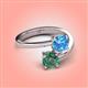 4 - Jianna 6.00 mm Cushion Blue Topaz and Round Lab Created Alexandrite 2 Stone Promise Ring 