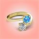 4 - Jianna 6.00 mm Cushion Blue Topaz and Round Forever One Moissanite 2 Stone Promise Ring 