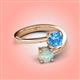 4 - Jianna 6.00 mm Cushion Blue Topaz and Round Opal 2 Stone Promise Ring 
