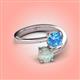 4 - Jianna 6.00 mm Cushion Blue Topaz and Round Opal 2 Stone Promise Ring 