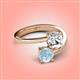 4 - Jianna IGI Certified 6.00 mm Cushion Lab Grown Diamond and Round Aquamarine 2 Stone Promise Ring 