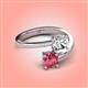 4 - Jianna IGI Certified 6.00 mm Cushion Lab Grown Diamond and Round Pink Tourmaline 2 Stone Promise Ring 