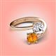 4 - Jianna IGI Certified 6.00 mm Cushion Lab Grown Diamond and Round Citrine 2 Stone Promise Ring 