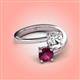 4 - Jianna IGI Certified 6.00 mm Cushion Lab Grown Diamond and Round Rhodolite Garnet 2 Stone Promise Ring 