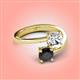 4 - Jianna IGI Certified 6.00 mm Cushion Lab Grown Diamond and Round Black Diamond 2 Stone Promise Ring 