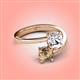 4 - Jianna IGI Certified 6.00 mm Cushion Lab Grown Diamond and Round Smoky Quartz 2 Stone Promise Ring 