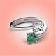 4 - Jianna IGI Certified 6.00 mm Cushion Lab Grown Diamond and Round Lab Created Alexandrite 2 Stone Promise Ring 