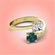 4 - Jianna IGI Certified 6.00 mm Cushion Lab Grown Diamond and Round London Blue Topaz 2 Stone Promise Ring 