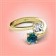 4 - Jianna IGI Certified 6.00 mm Cushion Lab Grown Diamond and Round Blue Diamond 2 Stone Promise Ring 
