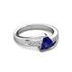 3 - Medora 7.00 mm Trillion Cut Lab Created Blue Sapphire and Diamond Engagement Ring 