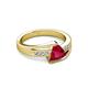 3 - Medora 7.00 mm Trillion Cut Lab Created Ruby and Diamond Engagement Ring 