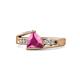 1 - Medora 7.00 mm Trillion Cut Lab Created Pink Sapphire and Diamond Engagement Ring 