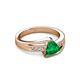 3 - Medora 7.00 mm Trillion Cut Lab Created Emerald and Diamond Engagement Ring 