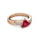 3 - Medora 7.00 mm Trillion Cut Lab Created Ruby and Diamond Engagement Ring 
