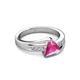 3 - Medora 7.00 mm Trillion Cut Lab Created Pink Sapphire and Diamond Engagement Ring 
