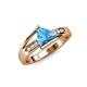 4 - Medora 7.00 mm Trillion Cut Blue Topaz and Diamond Engagement Ring 