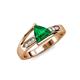 4 - Medora 7.00 mm Trillion Cut Lab Created Emerald and Diamond Engagement Ring 