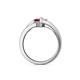 5 - Medora 7.00 mm Trillion Cut Lab Created Ruby and Diamond Engagement Ring 