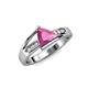 4 - Medora 7.00 mm Trillion Cut Lab Created Pink Sapphire and Diamond Engagement Ring 