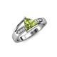 4 - Medora 7.00 mm Trillion Cut Peridot and Diamond Engagement Ring 