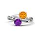 1 - Jianna 6.00 mm Cushion Citrine and Round Amethyst 2 Stone Promise Ring 
