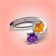 4 - Jianna 6.00 mm Cushion Citrine and Round Amethyst 2 Stone Promise Ring 