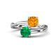 1 - Jianna 6.00 mm Cushion Citrine and Round Emerald 2 Stone Promise Ring 