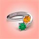4 - Jianna 6.00 mm Cushion Citrine and Round Emerald 2 Stone Promise Ring 
