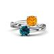 1 - Jianna 6.00 mm Cushion Citrine and Round Blue Diamond 2 Stone Promise Ring 
