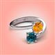 4 - Jianna 6.00 mm Cushion Citrine and Round Blue Diamond 2 Stone Promise Ring 