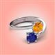 4 - Jianna 6.00 mm Cushion Citrine and Round Blue Sapphire 2 Stone Promise Ring 