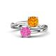 1 - Jianna 6.00 mm Cushion Citrine and Round Lab Created Pink Sapphire 2 Stone Promise Ring 