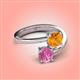4 - Jianna 6.00 mm Cushion Citrine and Round Lab Created Pink Sapphire 2 Stone Promise Ring 