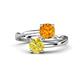 1 - Jianna 6.00 mm Cushion Citrine and Round Yellow Diamond 2 Stone Promise Ring 